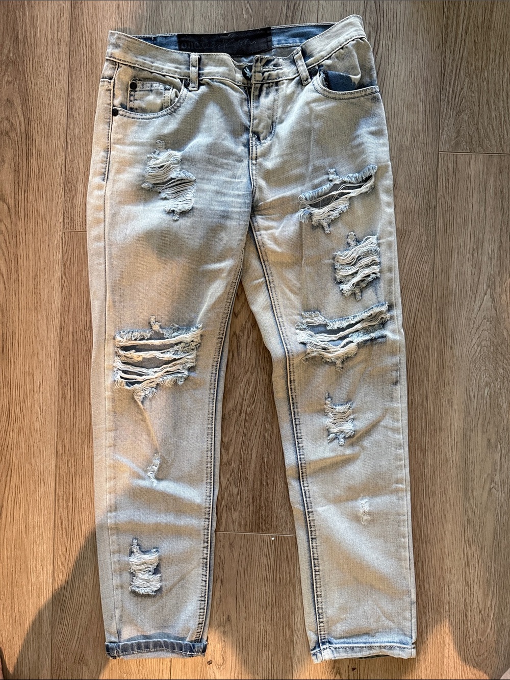 One Teaspoon Light Wash Ripped Skinny Jeans